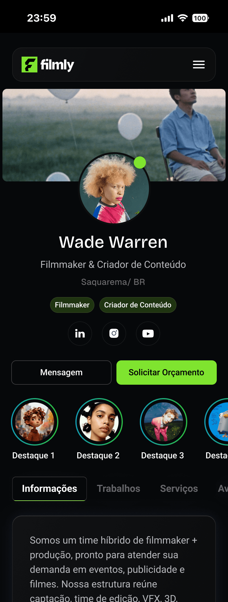 Filmly portfolio preview